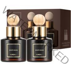 쿤달 퍼퓸 차량용 디퓨저 75ml 2개 + 우드볼스틱 2개, 화이트머스크향, 1세트