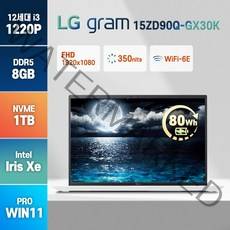 LG전자 2022년형 그램 15인치 15ZD90Q-GX30K 게임 학생 주식 고성능 기업 가성비 노트북 윈도우11, LG그램 15ZD90Q-GX30K, WIN11 Pro, 8GB, 1TB, 코어i3, 화이트