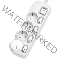 에코파워탭 LED 메인 개별 과부하차단 멀티탭 4구 EPM-L304SS + 안전커버 랜덤발송, 2.5m, 1세트