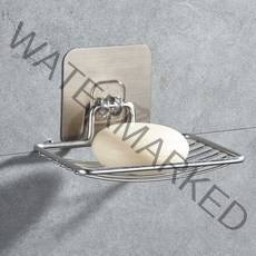 스텐 곡선 접착식 비누받침대, 1개, 실버(접착패드색)