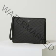 닥스 블랙 닥스로고 패턴 가죽 클러치백 미디움사이즈