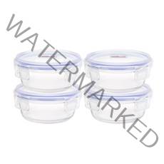 오븐락 내열유리 밀폐용기 원형 2호 620ml, 4개