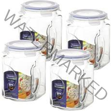 글라스락 사각 캐니스터 유리용기, 2L, 4개