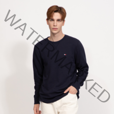 타미힐피거 타미힐피거 와플 크루넥 긴팔티셔츠 롱슬리브 (네이비/그레이)