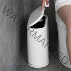 무타공마켓 슬림 인테리어 화장실쓰레기통 냄새차단 10L, 화이트