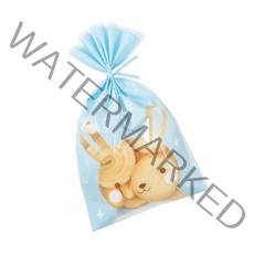 해피프렌즈 비접착 쿠키봉투 하늘토끼 50p + 막대타이 랜덤 발송 50p, 1세트