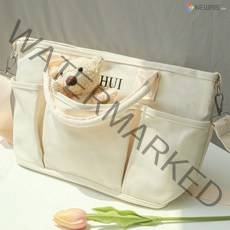 뉴리스 국민기저귀가방 캔버스 출산 아기 파우치 이너백 가벼운 숄더백 기저귀 가방, 블랙 봉제곰