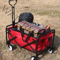 아이씨두잇 차박 캠핑용품 준비물 트레일러 폴딩 박스 유아 웨건 상판 수레 코스트코 왜건 쌍둥이유모차 접이식 카트 캠핑 유아용웨건, 레드