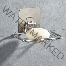 리리론스 벽부착 물빠짐 스테인리스 비누받침대 1+1, 실버접착패드 1+1