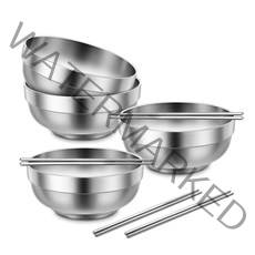 키친아트 스텐 이중 면기 + 젓가락 세트, 실버, 4세트