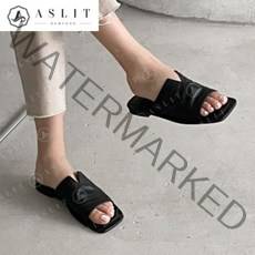 [애슬릿] 여성 오버솔 와이드 포인트 스트랩 뮬 슬리퍼