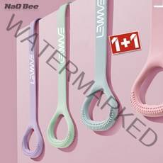 NaOBee [1+1] 파스텔 실리콘 스트레칭밴드 필라테스 요가 헬스 재활 밴드, 퍼플, 블루
