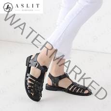 애슬릿 애슬릿 라운드 꼬임 T 스트랩 여성 플랫 여름 샌들 (7130311)