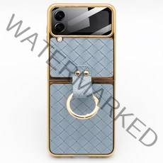 비욘드마켓 갤럭시 Z플립4 골드 가죽 링 휴대폰 케이스