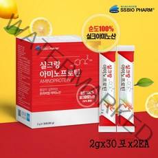 실크아미노산 프로틴 보충제 실크펩타이드 누에고치 식물성 고단백질 부스터 BCAA 아르기닌 비타민C 레몬맛 타우린 류신 치커리 2EA, 2g * 30포  2 개