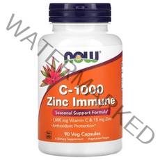 Now Foods 나우 푸드 아연 함유 비타민C 1000mg 베지 캡슐 90/180정, 90개
