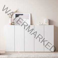 아씨방가구 카페로 템바보드 200cm 높은 수납장 세트, 화이트