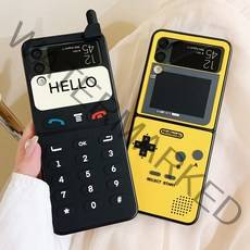 삼성 갤럭시 Z플립4 Z플립3 레트로 안테나폰 전화기 겜보이 게임기 감성 디자인 슬림 하드 핸드폰 케이스