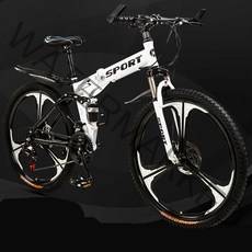 urkoteer 접이식 산악자전거 남녀공용 MTB 자전거, 24인치 24속, 접이식-스포크 휠 화이트 사은품 증정