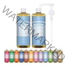 닥터브로너스 캐스틸 솝 950ml 2개 + 전용펌프 1개, 로즈 950ml 2개
