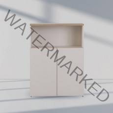 리바트하움 오브제 800 3단책장(도어), 소프트화이트