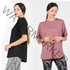 2개 여자 요가복 상의 롱티 루즈핏 필라테스 티셔츠 운동복 데일리 힙커버