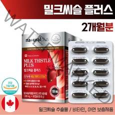 캐나다 밀크씨슬 60캡슐 2개월분 . 밀크시슬 실리마린 130mg 비타민A B1 B2 B6 B12 아연 엽산 함유 8가지 복합 기능성 간 건강 도움 건강 기능 식품 식약처 인증, 1통