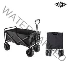 코코프 다용도 폴딩 캠핑 웨건 접이식카트 롱바디 광폭타이어 가방포함, 블랙