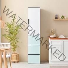 [생활의힘]J141 냉장고형 틈새 주방수납장 400, 투톤블랙