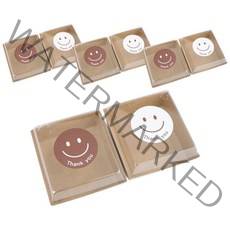 SR 크라프트 샌드 정사각 상자 8p + 뚜껑 8p + 빅스마일원형 스티커 8p, 혼합 색상, 1세트