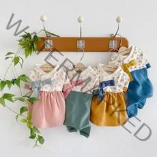 아기꽃 소형견 중형견 대형견 강아지 한복원피스 & 올인원 (4color), 올인원(블루)