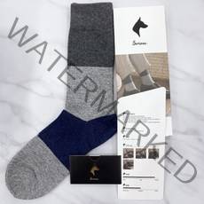 비비안 세르유 천연 메리노울 그레이 배색 남성 양말(YM2027GREY)