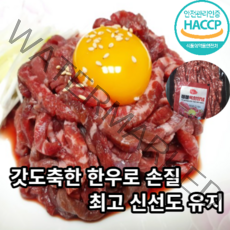 [마장동당일손질] 마미템 소고기 한우 육회 육회고기 육회용 우둔살 400g 600g 소스 증정, 한우육회200g*3