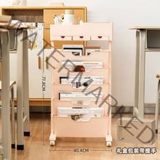 이동식 책장 틈새 수납 카트 책트롤리 잡지 정리 북웨건, 핑크세서랍바퀴형