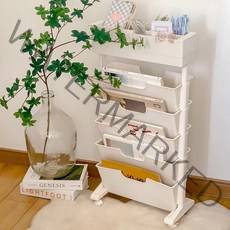 보부바리 5단 양면 책트롤리 책꽂이 선반 북카트 북트롤리 이동식책꽂이 간이책장 이동식책장 웨건 책정리함, 블루