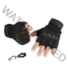 하드셸 바이크 반장갑 + 장갑 클립, 블랙