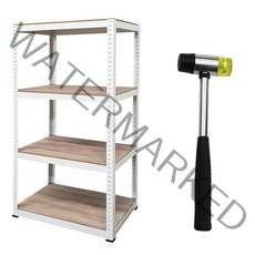 정리중독 조립식 철제 무볼트 앵글 선반 4단 600 x 400 x 1500 mm + 우레탄 망치, 혼합색상