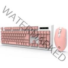큐센 무선 키보드 + 마우스 + 키스킨 세트, 핑크, 일반형, MK450