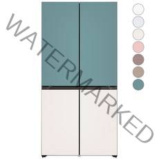 [색상선택형] LG전자 디오스 오브제컬렉션 빌트인타입 베이직 4도어 냉장고 글라스 610L M623AAA042, M623GTB042S, 클레이 민트 + 베이지