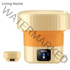 Living Home 리빙홈 소형 접이식 휴대용 세탁기 속옷 양말 1인 간편 빨래, 옐로우