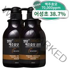 힐텀 어성초 38.7% 맥주효모 탈모 샴푸 약산성 500ml 두피 비듬 정수리 냄새 청소년 임산부 사춘기 약산성 지성 미용실 대용량 여성 남성 완화 비오틴, 2개