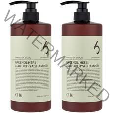 CH6 그리놀 허브 알로포시아 탈모샴푸 그린티우드향, 1000ml, 2개