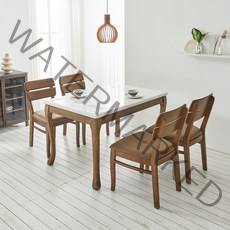 라로퍼니처 프렌치 앤틱 1200 천연 대리석 원목 4인용 식탁 세트 (식탁+의자4), 식탁+의자4