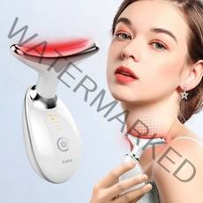 keka 갈바닉 얼굴 목 마사지기 45도 온열 LED EMS미세전류 이온도입 감응식 음파 진동 USB충전식, keka-4002 화이트