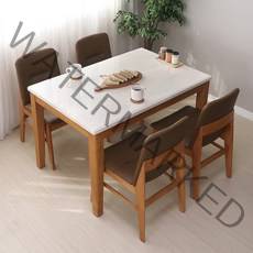 라로퍼니처 린디 1200 천연 대리석 4인용 원목 식탁 세트 (식탁+의자4), 식탁+의자4