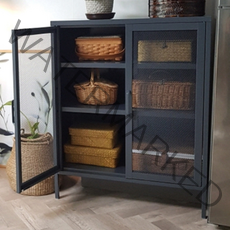 철재 고급 주방 수납장 그릇장 커피장 진열 유리 무인양품 장식장 찻장 자주 접시장 이케아, 원목 수납장, 3단 수납장