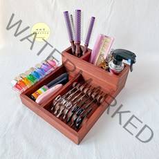 [츄레이 가위거치대 6컬러] 원목+가죽 가위정리대, 1개, 다크브라운