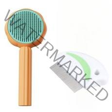 아름조이 반려동물 원터치 브러쉬+안면빗 세트, 오렌지 원터치 브러쉬+안면빗, 1세트