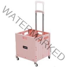 바네스데코 4바퀴 고급 접이식 핸드 카트 52L + 덮개, 핑크, 1세트