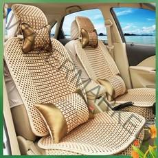 자동차 방석 사계절 유니버설 아이스 럭셔리 짜임 시트 커버 통풍 전면 포위 쿠션, 그레이, 앞줄 호화판 두 장